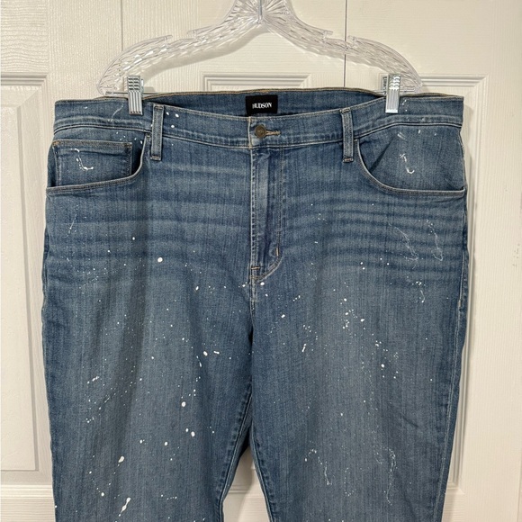 Hudson Men’s NWT Zane Reflex White paint splatter Skinny Leg Jeans size 42 - Picture 12 of 14